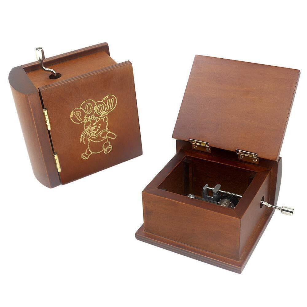 8129 Wooden Book Music Box Hand Crank Antique Carved Jewelry Musical Boxes